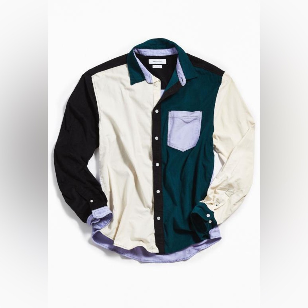 COPY - UO Long Sleeve Colorblocked Corduroy Button-Down Shirt